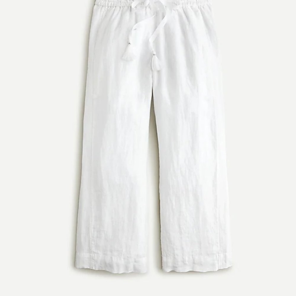 J.Crew Drawstring Linen White Pants SMALL - NWT